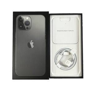 Apple iPhone 13 Pro Graphite Black Empty Box w/ Sticker Inserts Charger Only